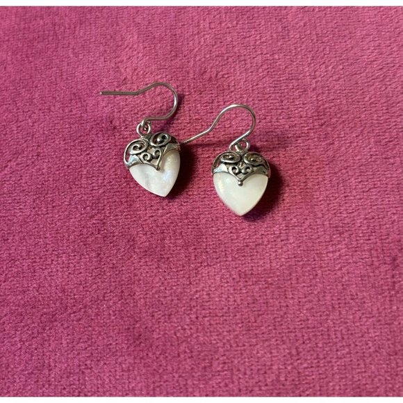 Vtg Sterling 925 Cameo Marcasite Reversible Pendant & Mother of Pearl Earrings - Picture 8 of 8